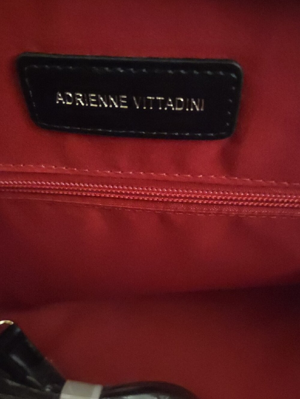 Adrienne Vittadini Black Embossed Dome Satchel with Pouch - Picture 4 of 5